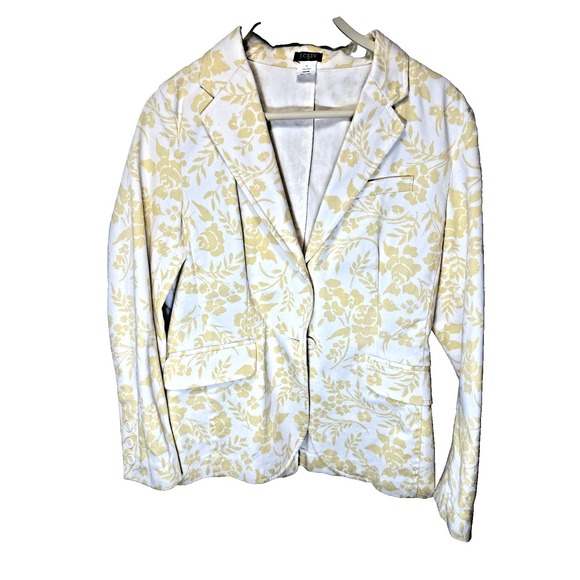 J.CREW Jackets & Blazers - J. Crew Yellow/White Floral Cotton Blazer Sz 6